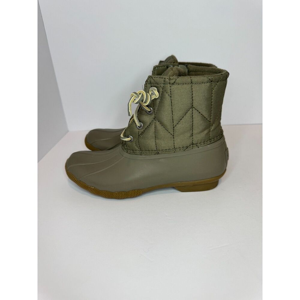 Sperry Saltwater Duck Boots Womens 6.5 Olive Green Waterproof Lace Up Rain Boots - Picture 4 of 8